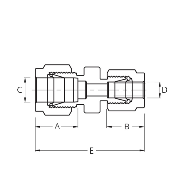Superlok i-Fitting Reducing Union ø1/2" x ø3/8", 316L
