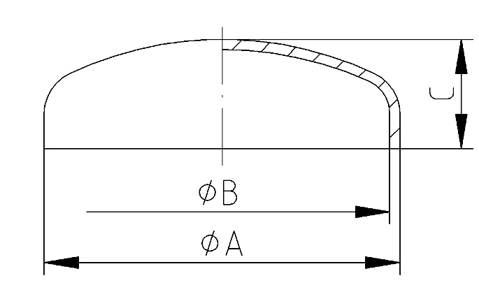 Gewölbte Boden 28x1,5 316L mat