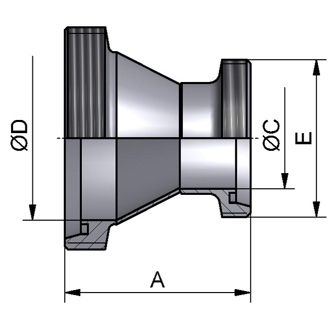 Reducer Con.m/m DN32/25 304L mat