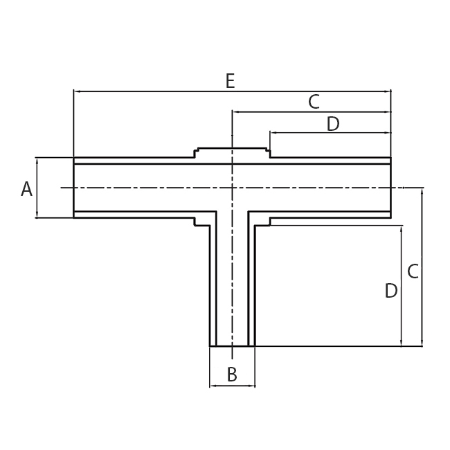 Red. welding Tee 3/4"x3/8" 316L Single melt 0,25µ
