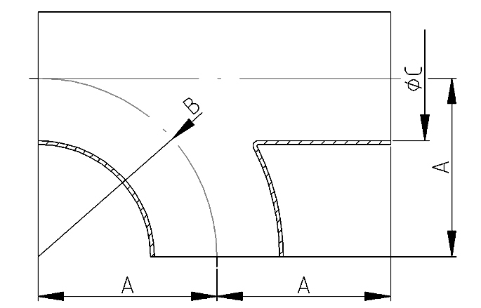 T-stuk enkelstroom 4" 316L mat