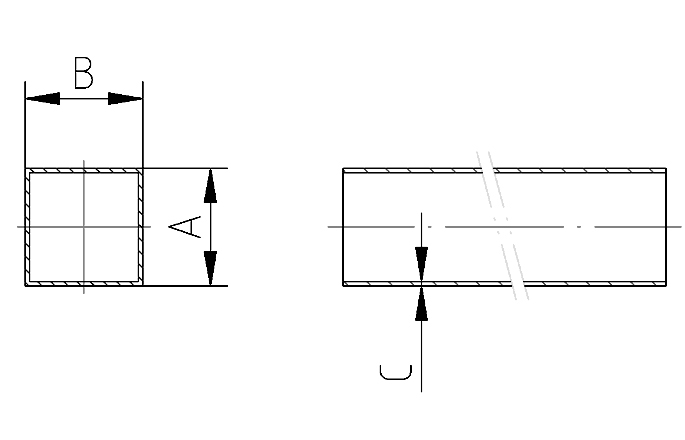 Square tube 15x15x1.5 304