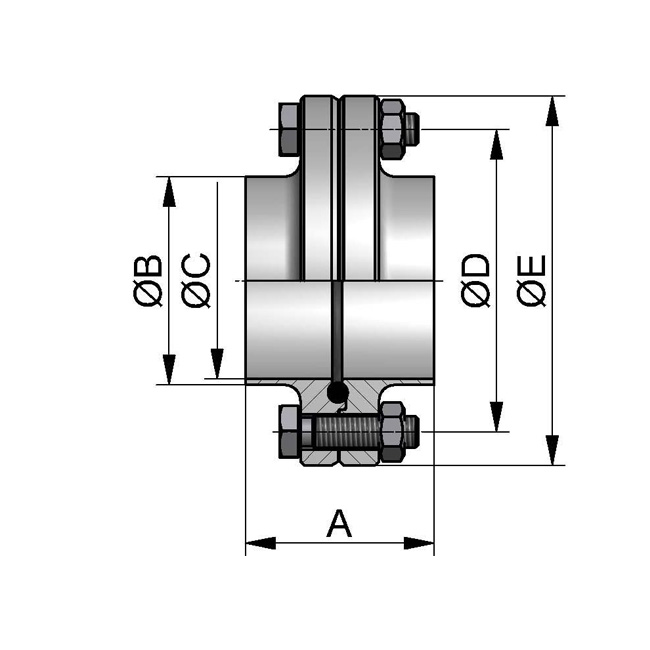 Flanschverbindung DIN11864-2 EPDM DN25