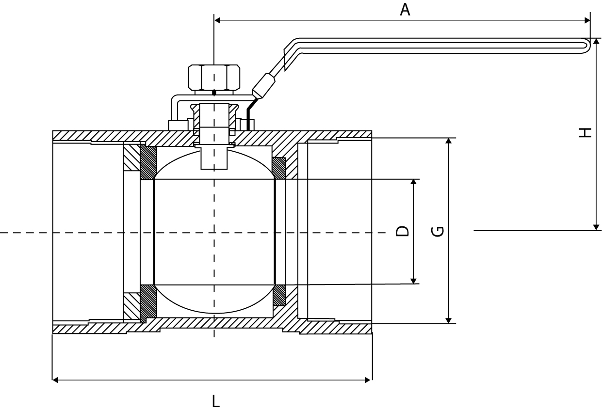 Ball valve 1" 1-piece I/I thread