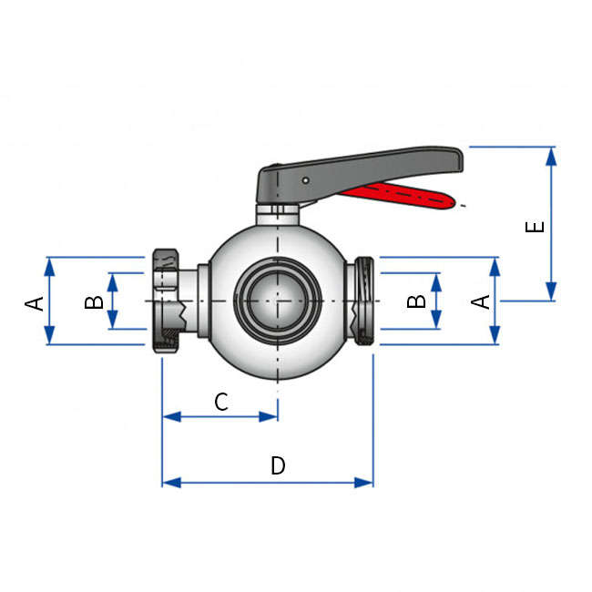 3W L BV DN25 L/M/M MO 316 PTFE/NBR