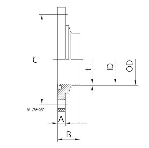 Flens met groef PN10 2" 316