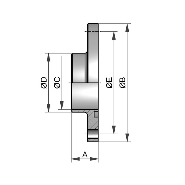 Flange with groove PN10 DN50 316