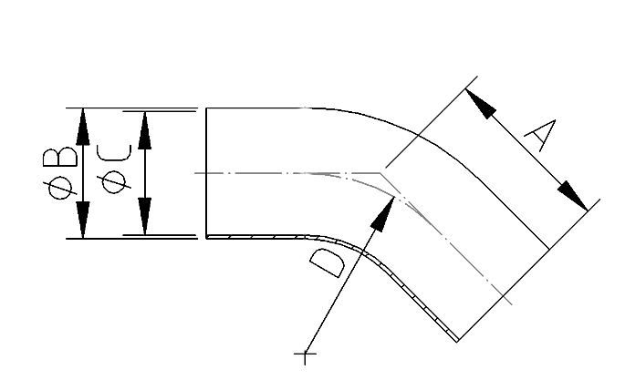 Bend 45° 11852-BL 19X1,5 316L mat