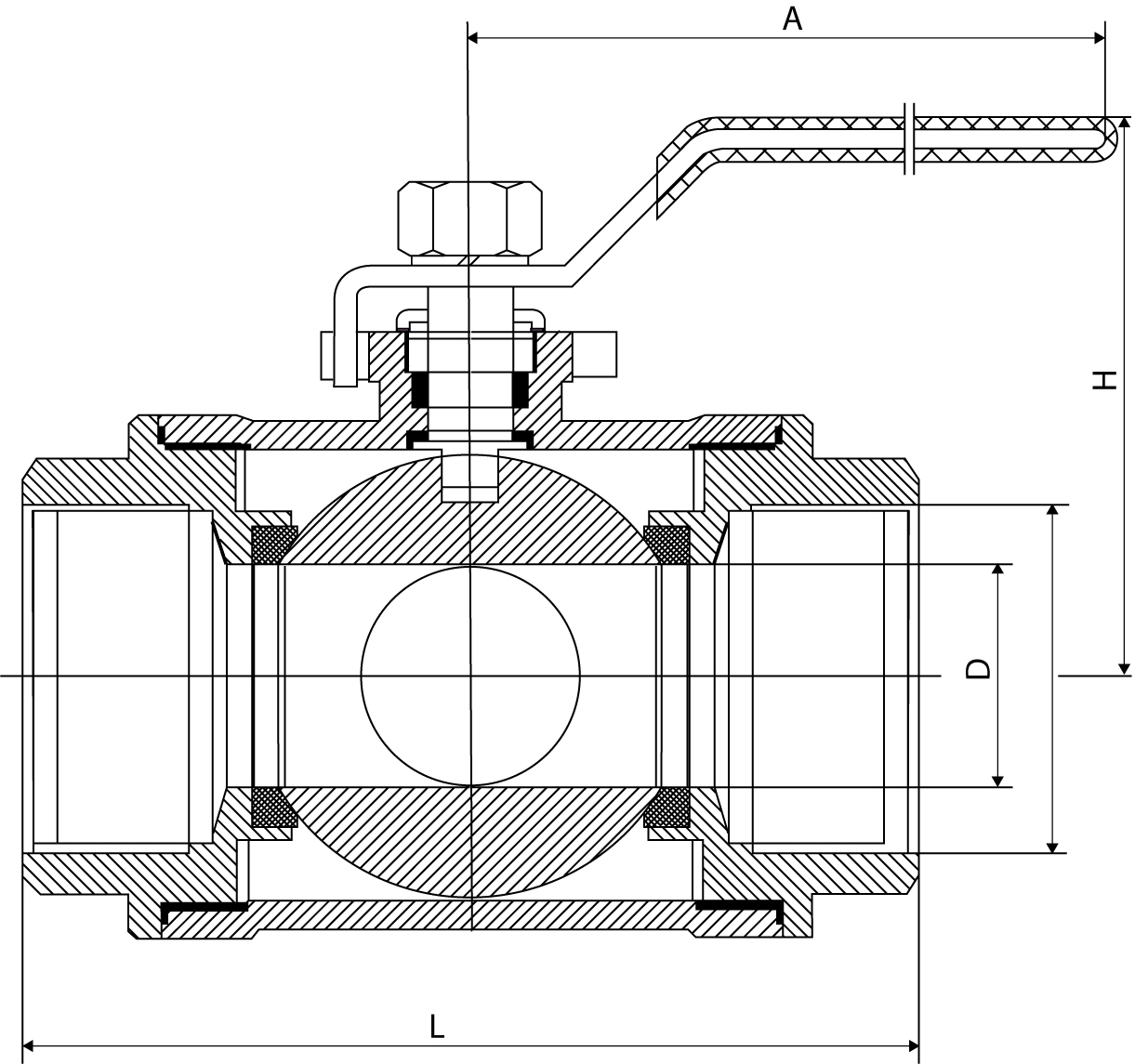 Ball valve 3/4" reduc. 3way L bore SKS Online