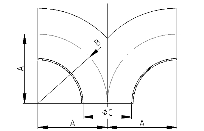 T-stuk dubbelstroom 3" 304 mat