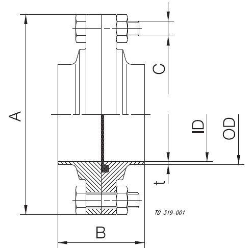 DIN Flensverbinding DN25 EPDM/316L