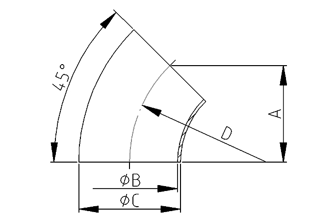 Bocht Q-Fitt BS-45° 29x1,5 316 mat