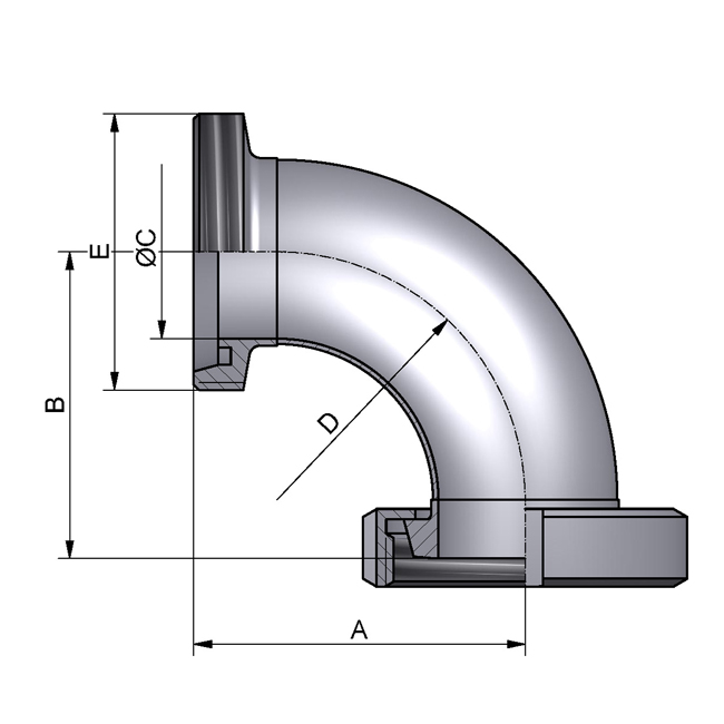 Bocht dr/pw R26 13x1,5 304L mat