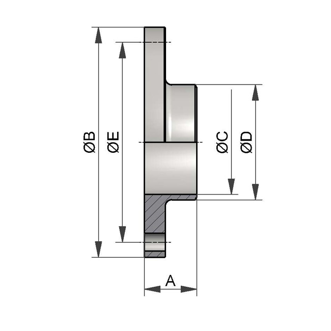 Flens zonder groef PN10 DN50 316